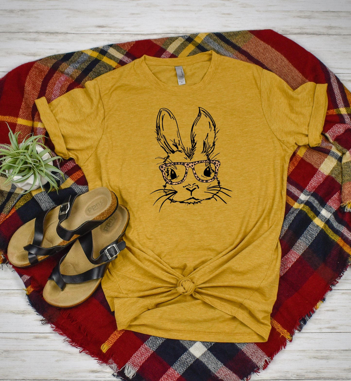 Easter Bunny with Animal Print Leopard Glasses Transfer