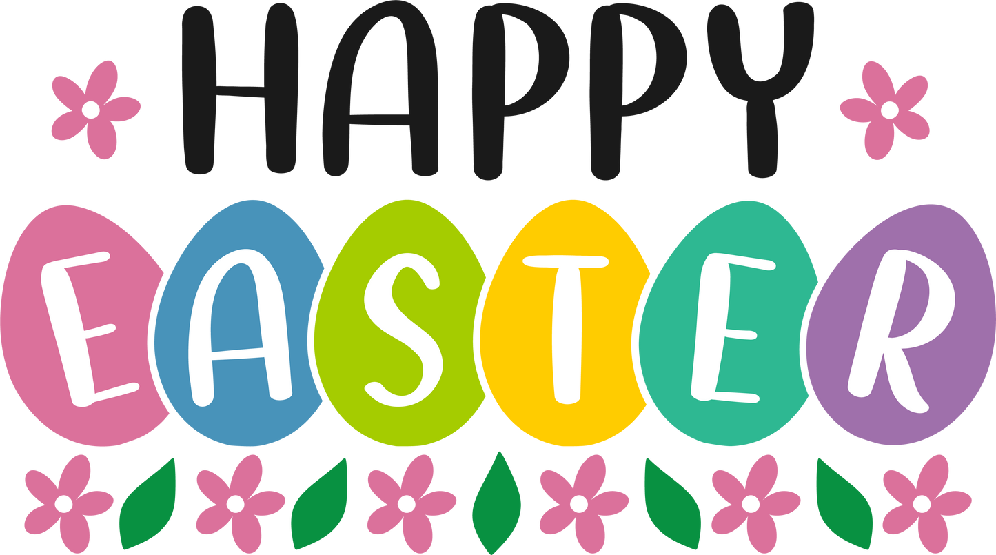 Happy Easter Eggs Bright Spring Colors Ready to Press Transfer T-shirt Transfer