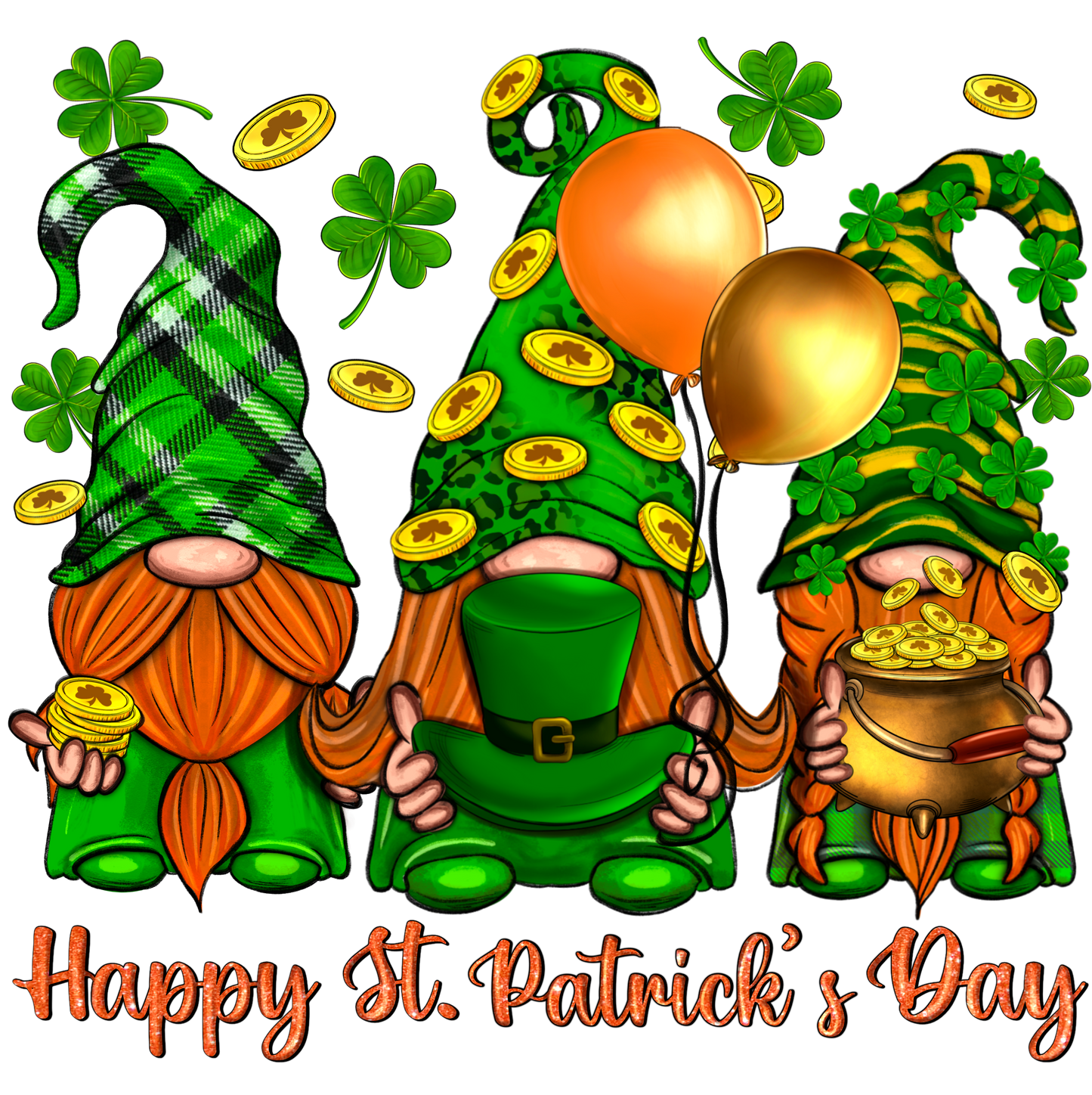 St. Patricks Day Three Gnomes Transfer