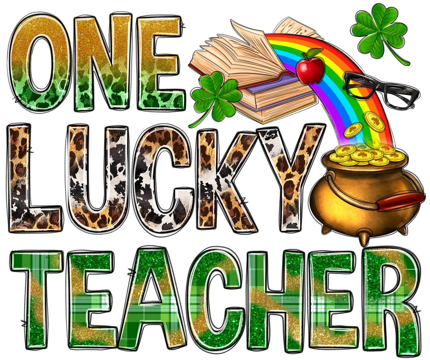 One Lucky Teacher St. Patricks Day Transfer
