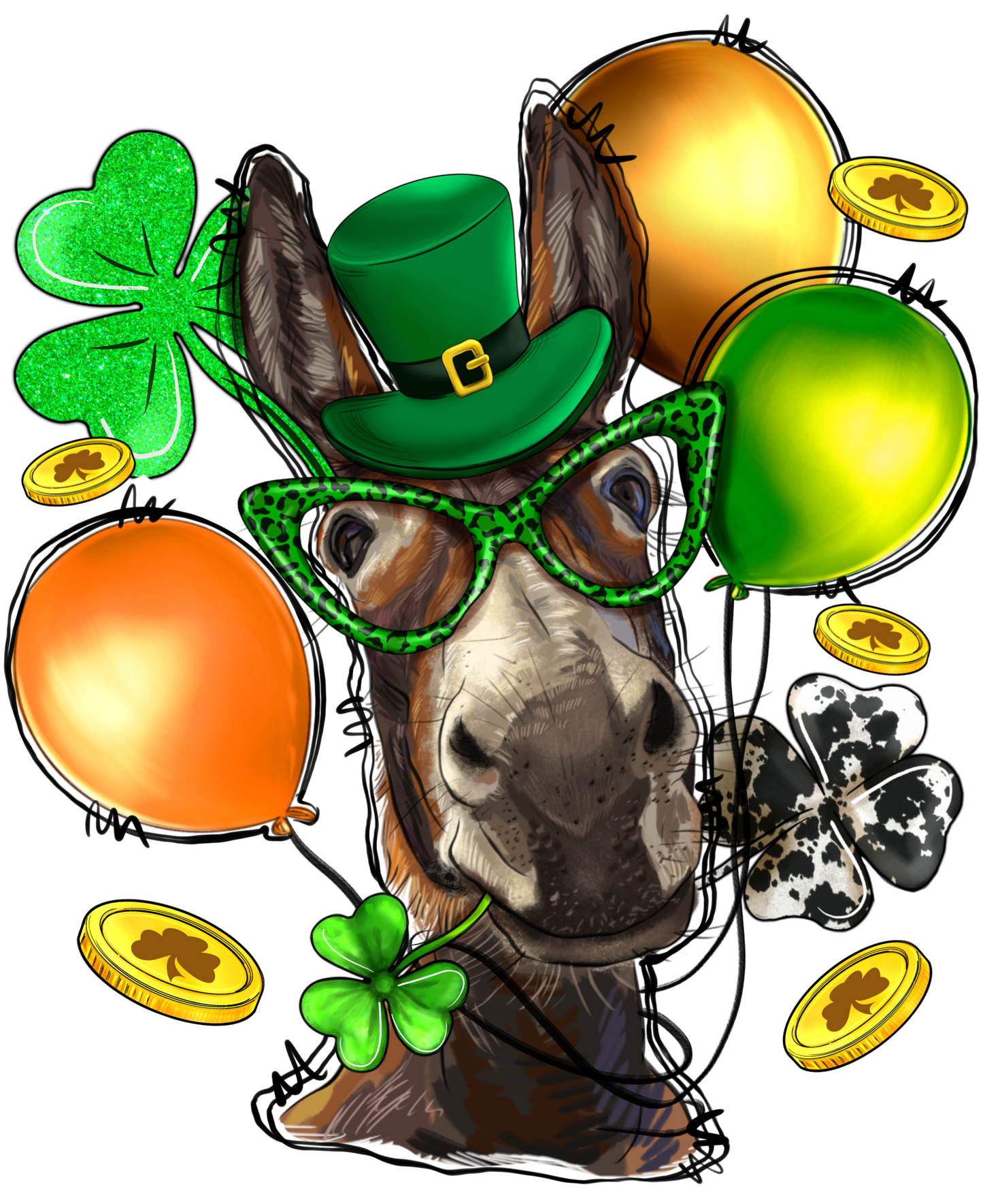 Clovers With Donkey St. Patricks Day Transfer