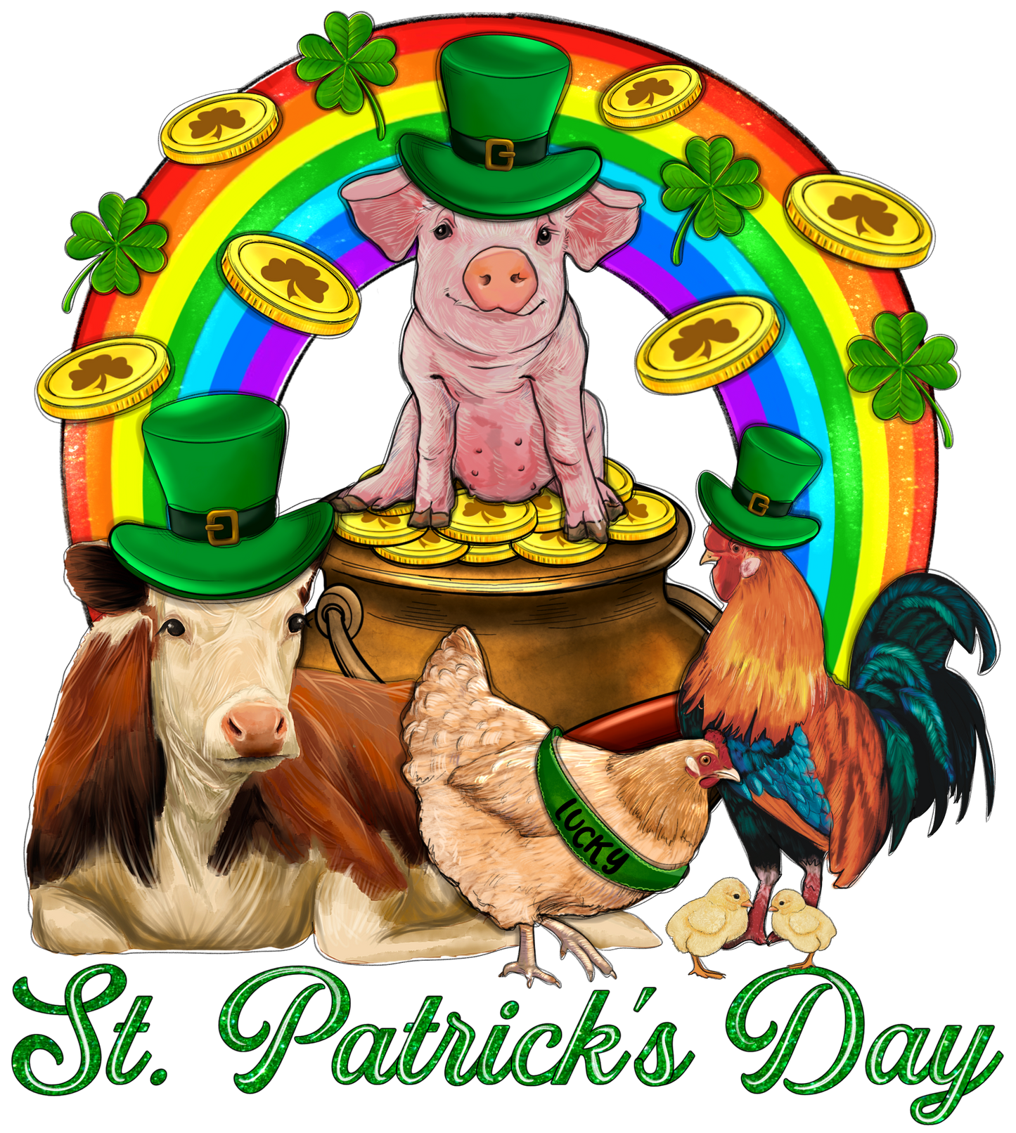 Farm Animal St. Patricks Day Transfer
