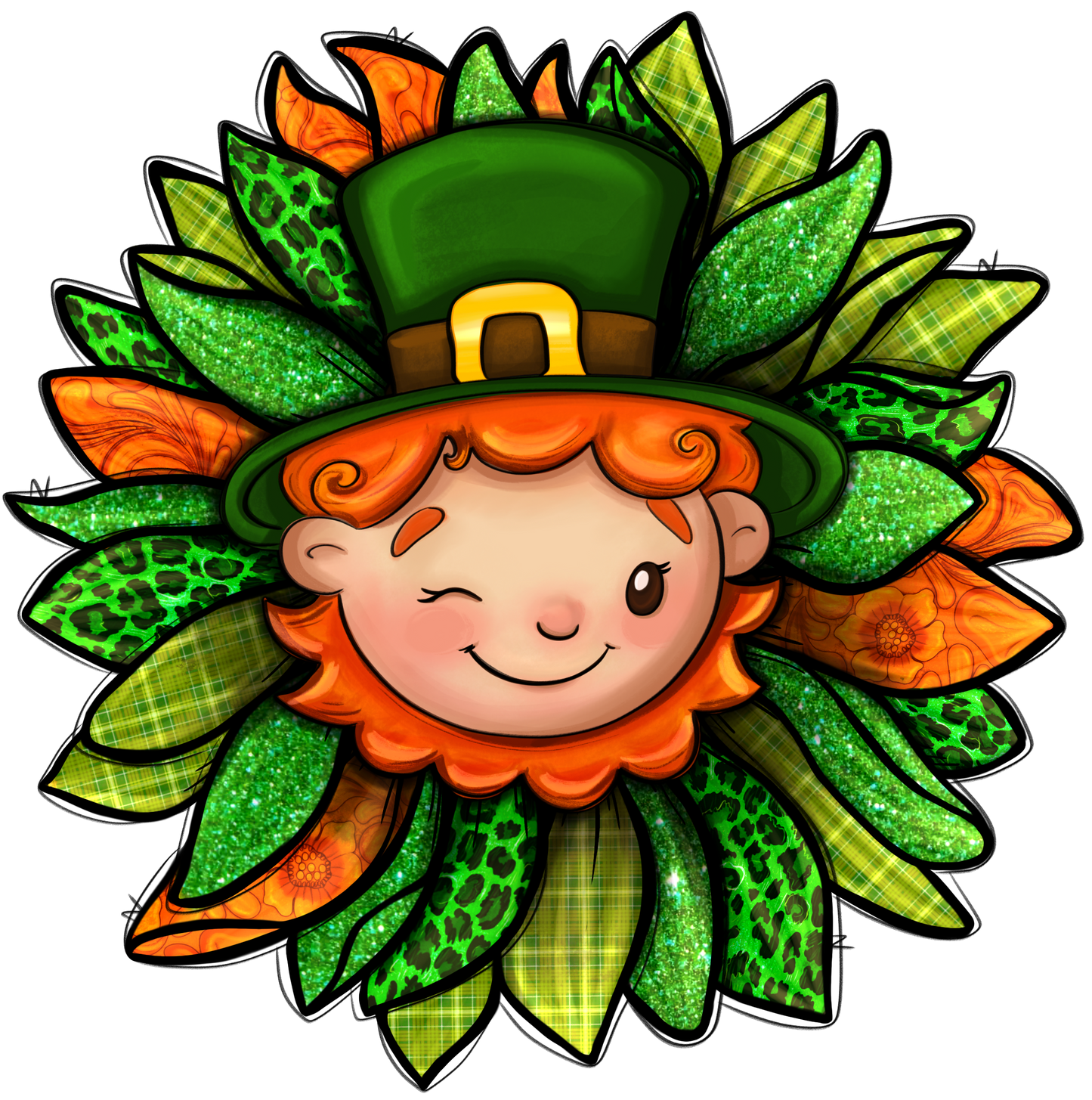 Sunflower Leprechaun St. Patricks Day Transfer