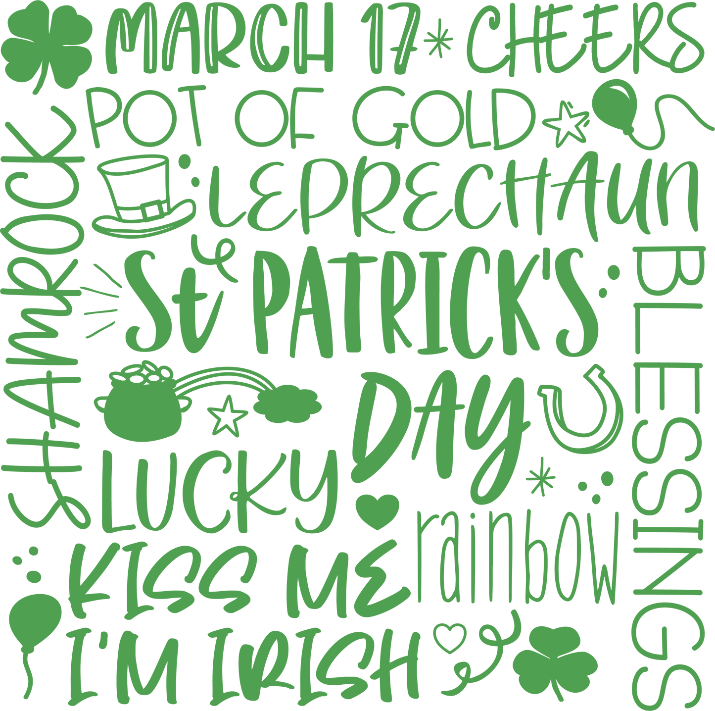 Subway Typography Shenanigans Parade Word Art St. Patrick's Day Transfer