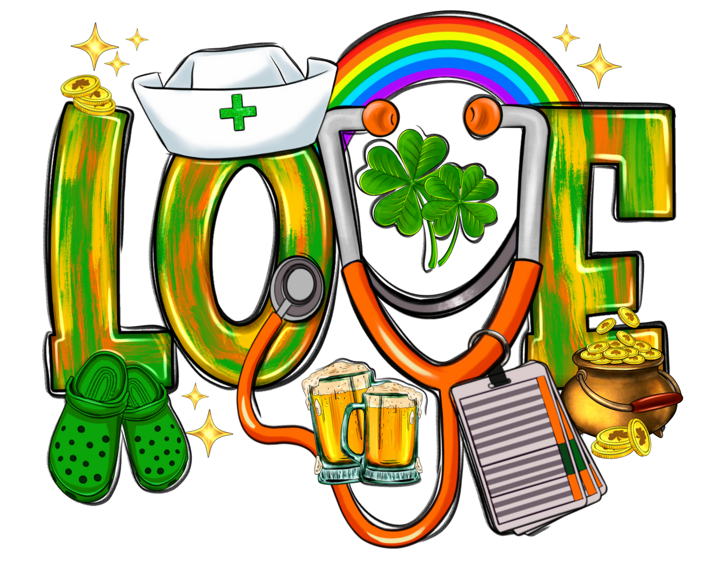 Nurse Love St. Patricks Day Transfer