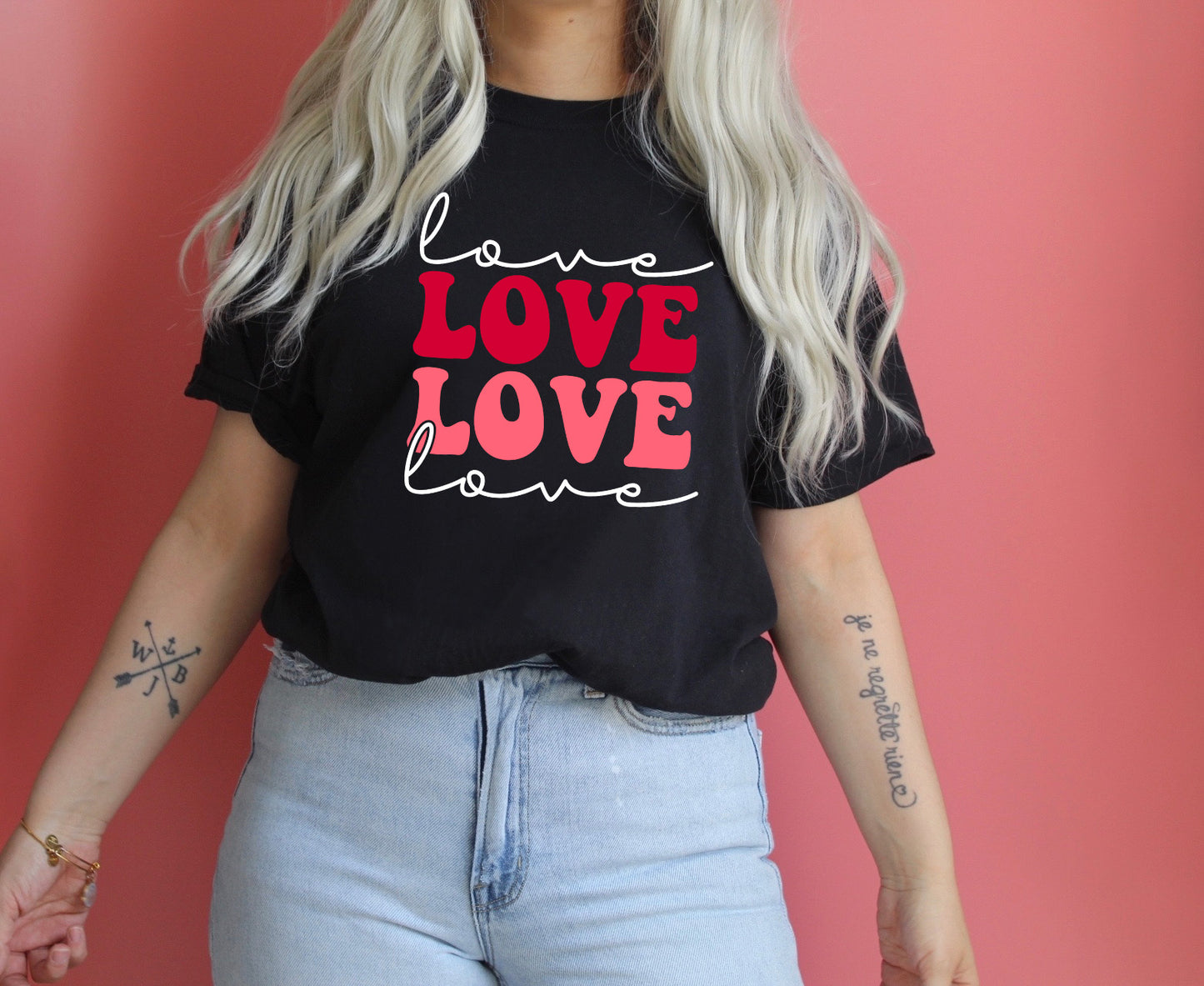 Retro Love Love Love Valentine Sights Ink T-Shirt