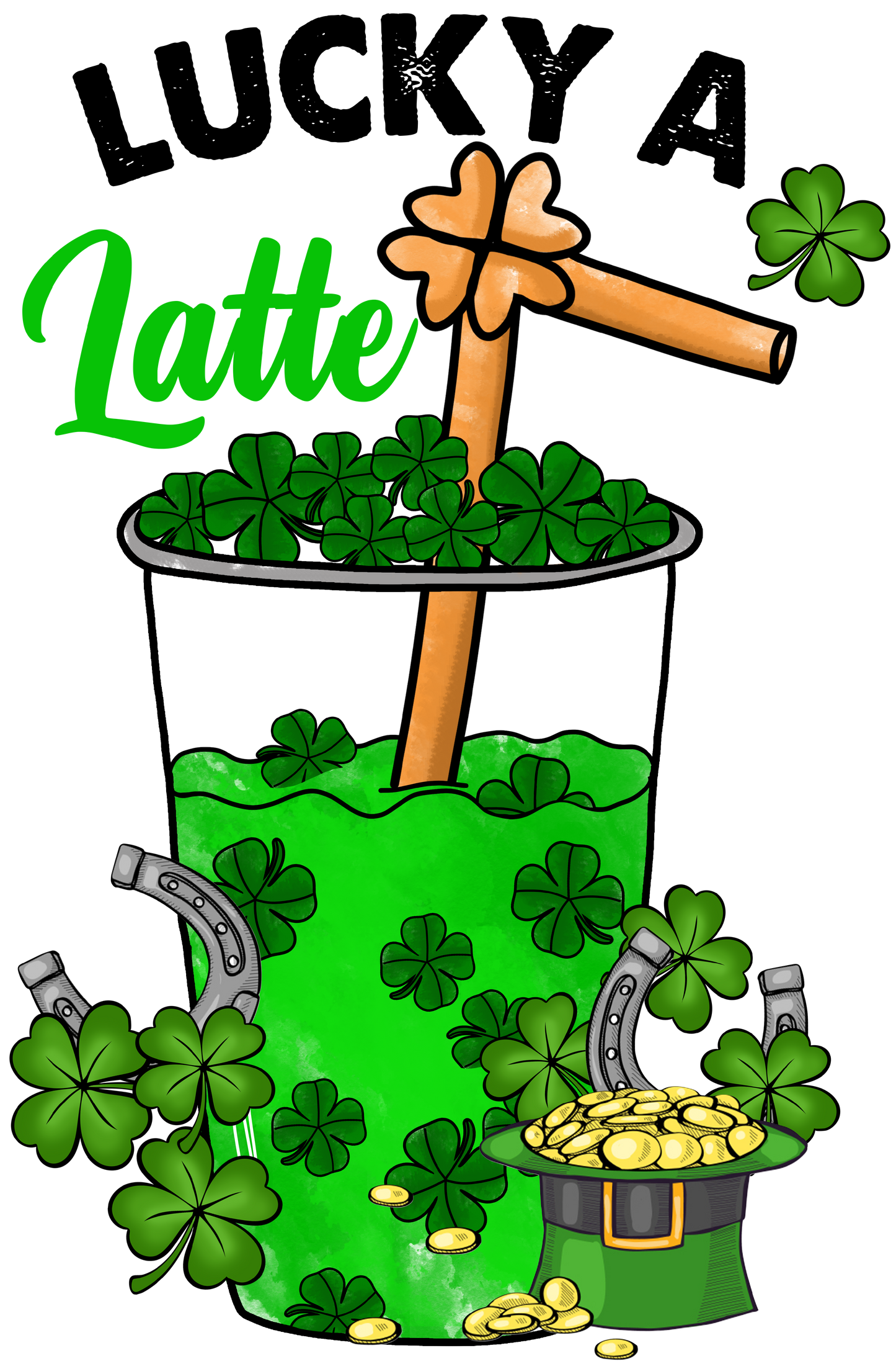Lucky A Latte St. Patrick's Day Transfer