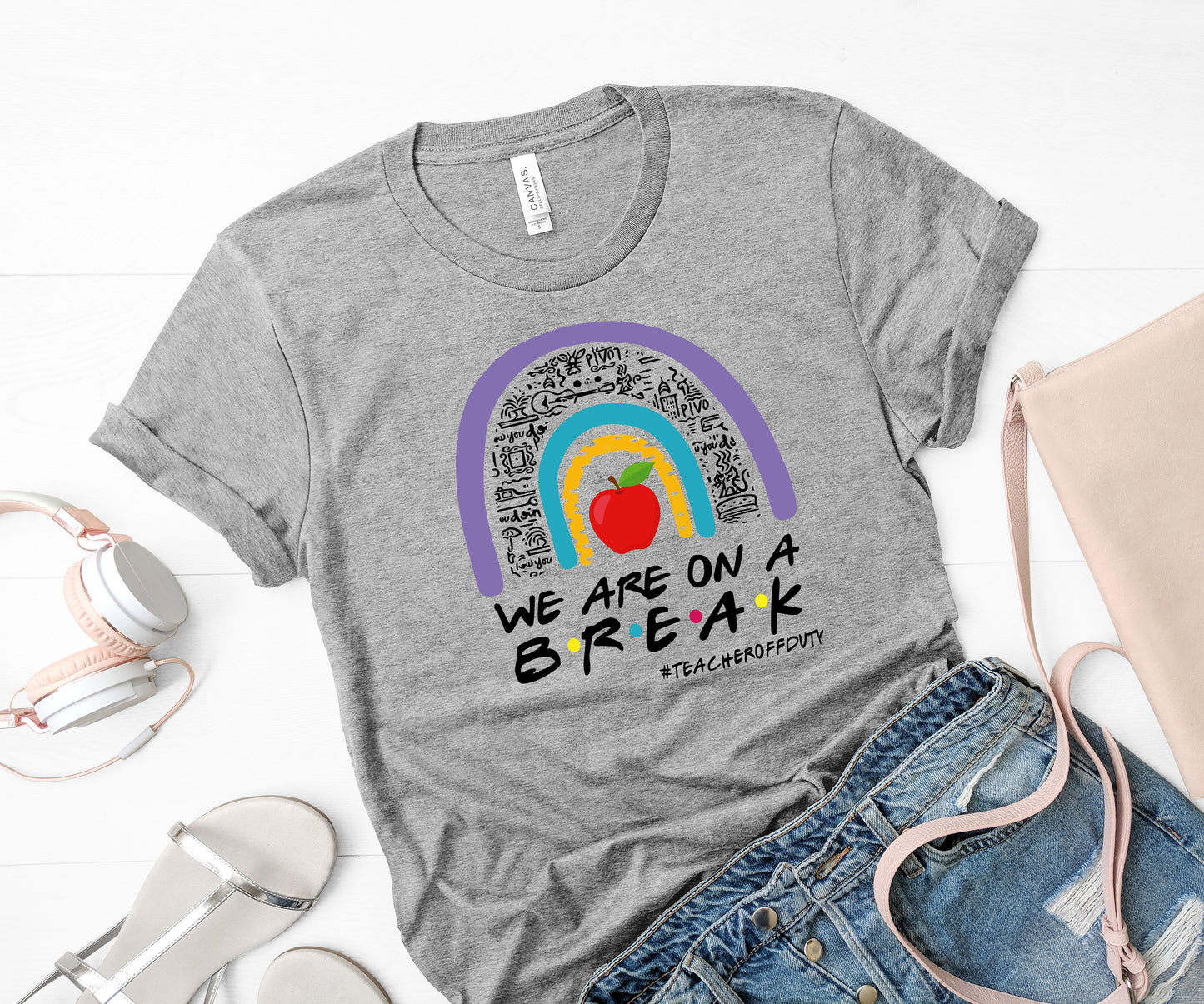 We Are On A Break Friends Rainbow Sights Ink Graphic Tee