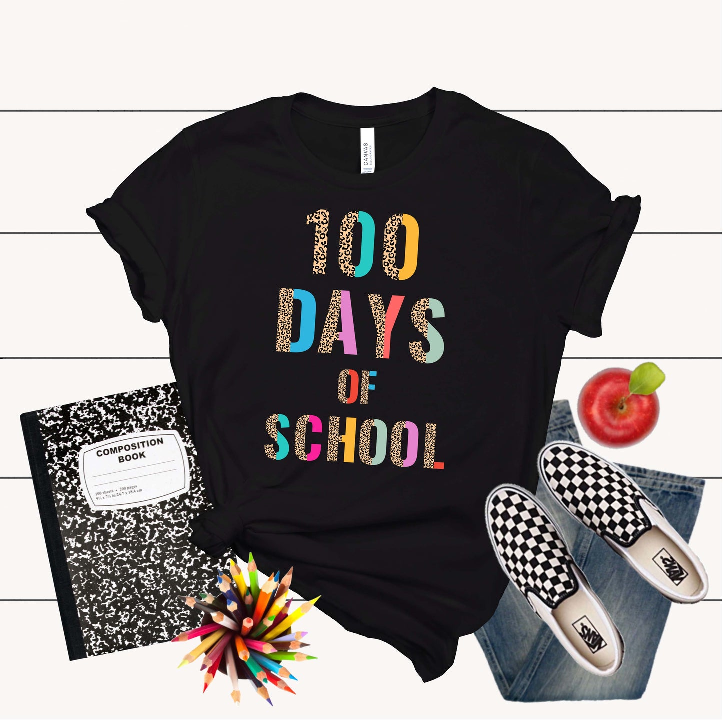 100 Days of School Leopard Print Ready to Press Transfer