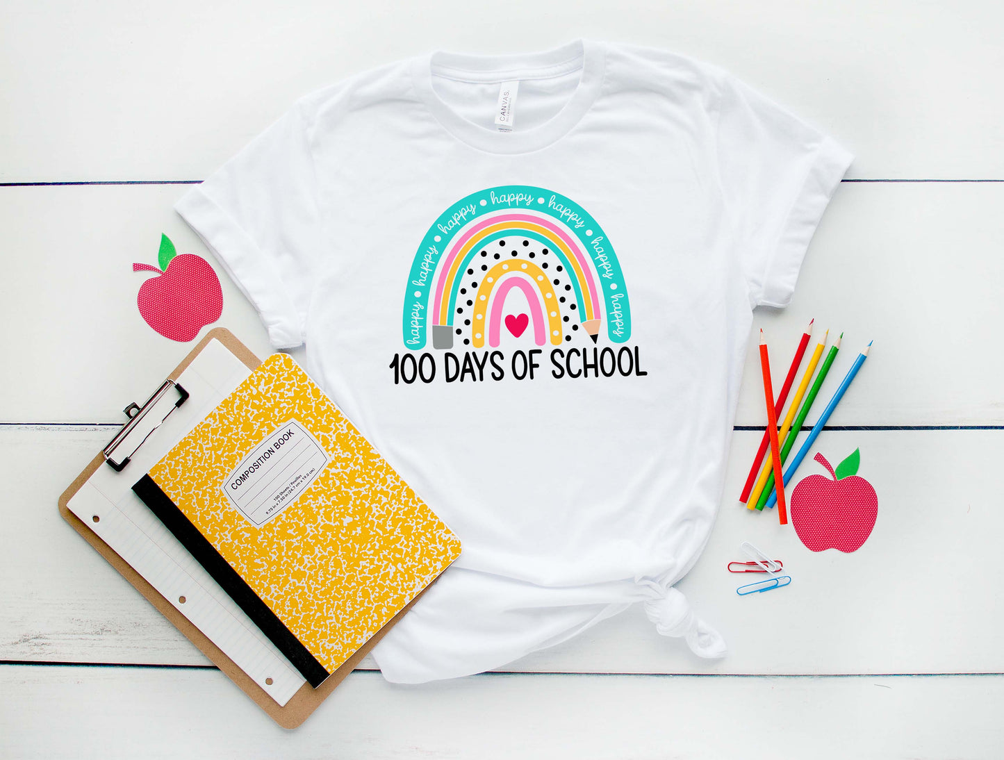 100 Days of School Bright Rainbow Ready to Press Transfer