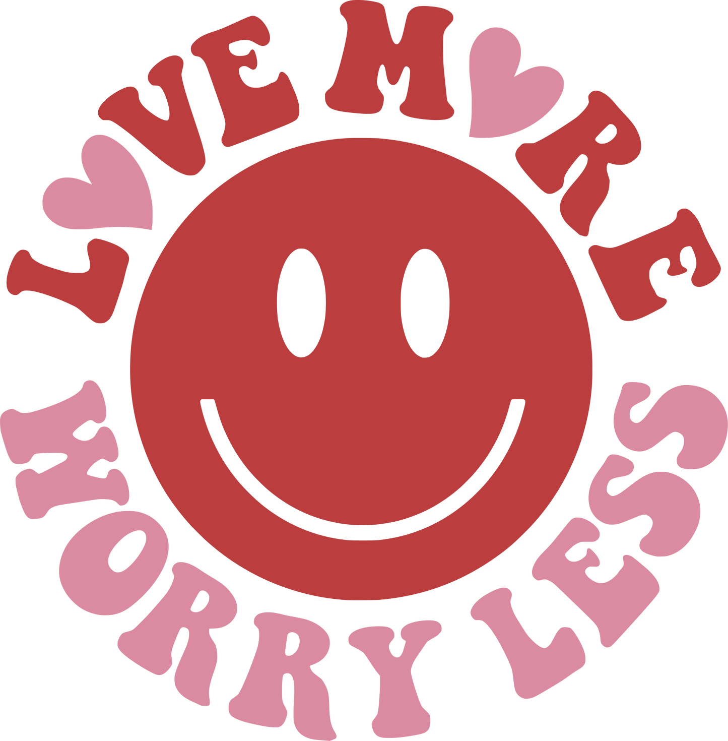 Love More Worry Less Smiley Face Transfer