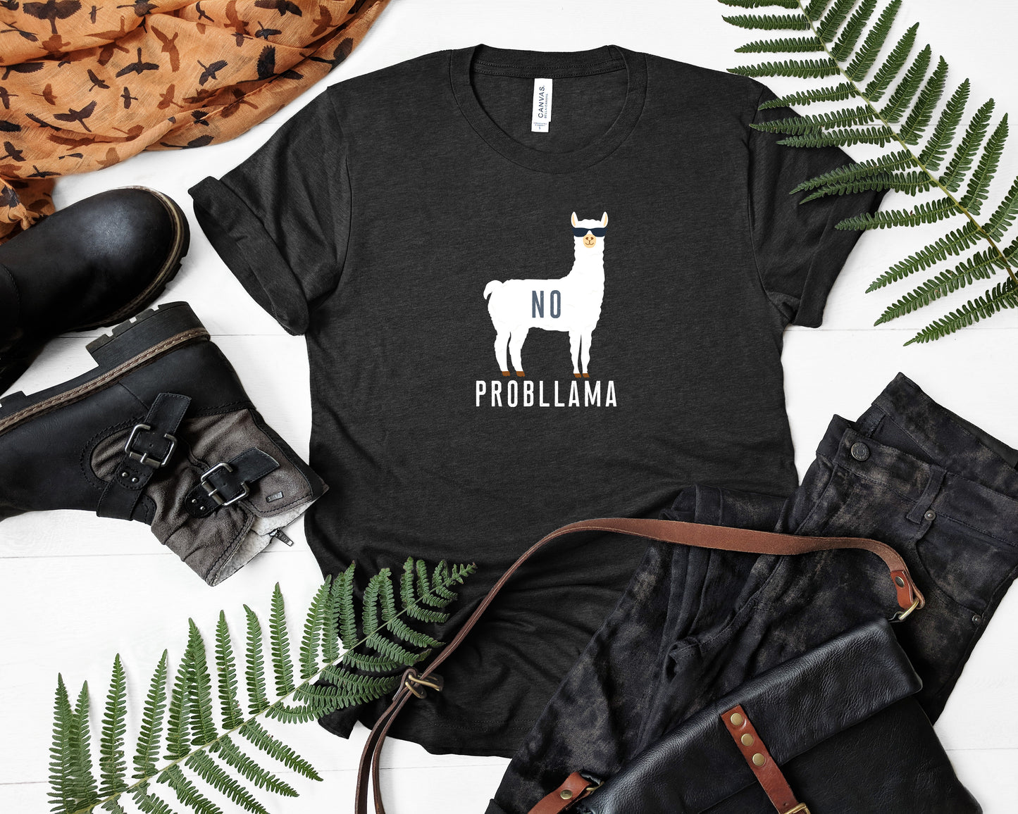 No Probllama Llama Sights Ink Graphic Tee