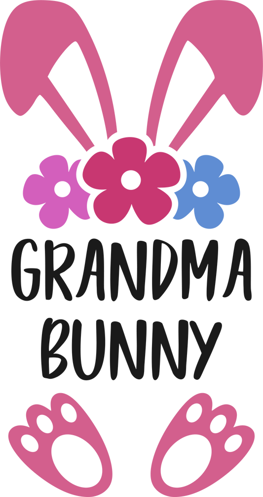 Grandma Bunny Ears Happy Easter Bright Spring Colors Ready to Press Transfer T-shirt Transfer