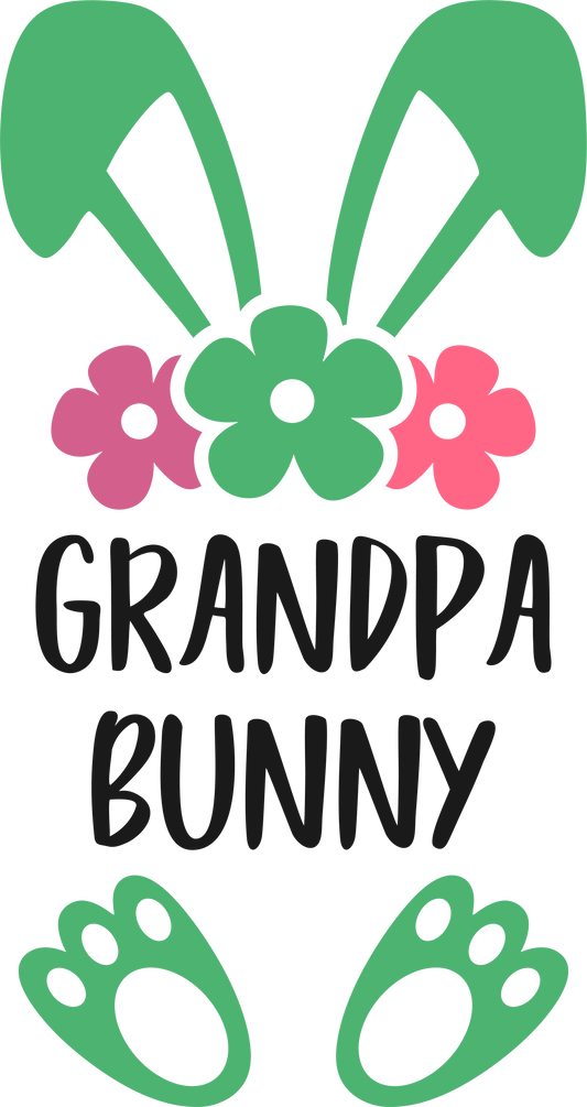 Grandpa Bunny Ears Happy Easter Bright Spring Colors Ready to Press Transfer T-shirt Transfer