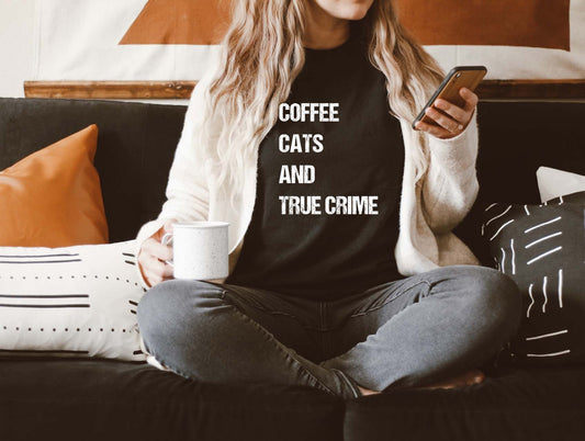 Coffee Cats and True Crime Sights Ink Graphic Tee