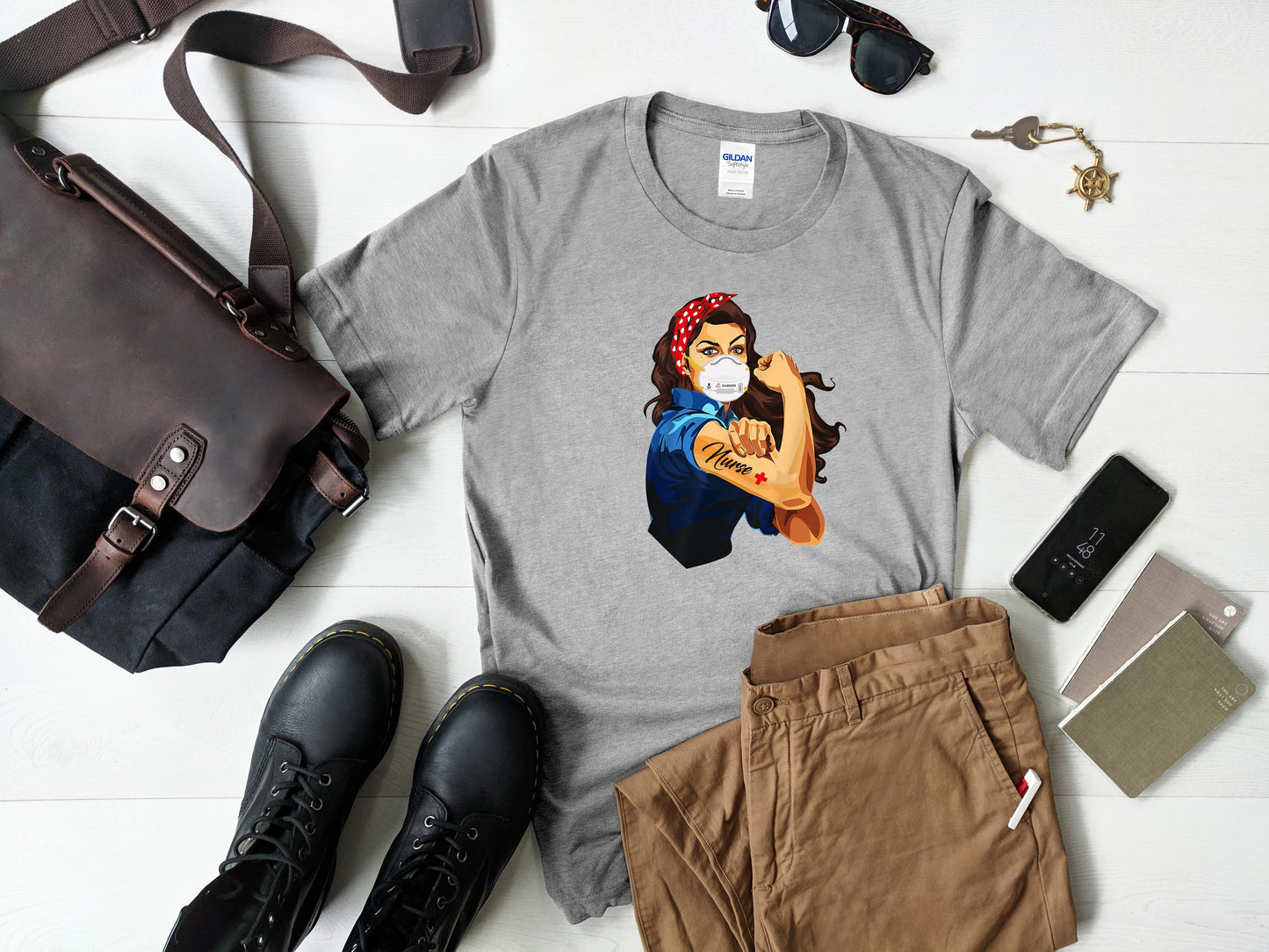 Nurse Rosie The Riveter Sights Ink Graphic Tee