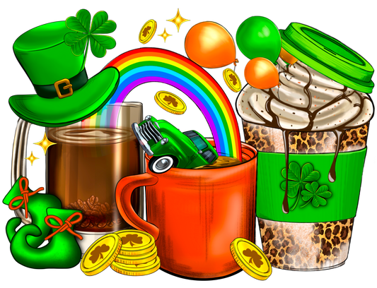 Coffee Cups St. Patricks Day Transfer