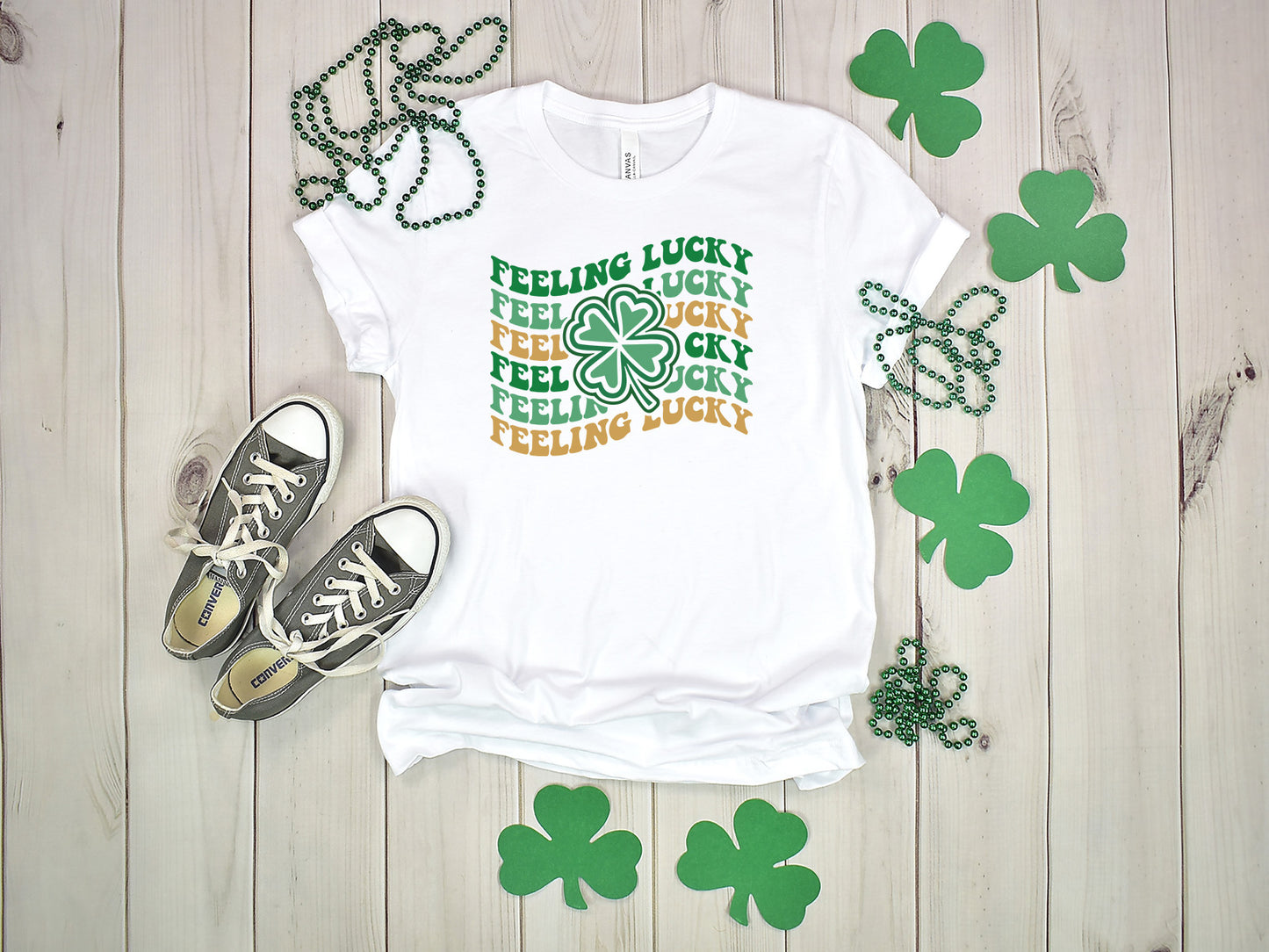 Feeling Lucky Clover Wavy St. Patrick's Day Transfer