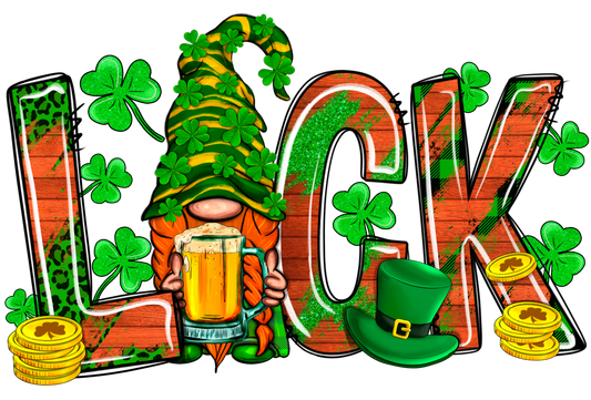 Luck With Gnome St. Patricks Day Transfer