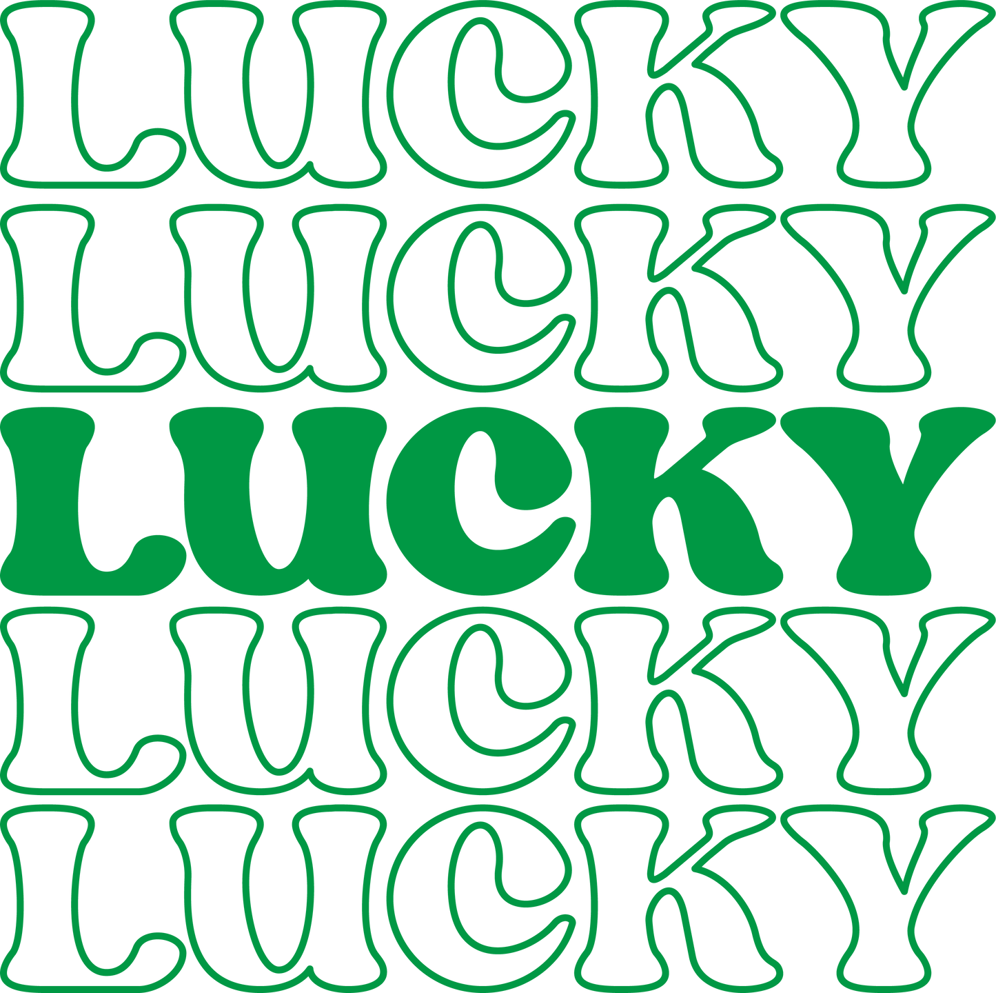 Lucky Typography Stacked Font St. Patrick's Day Transfer