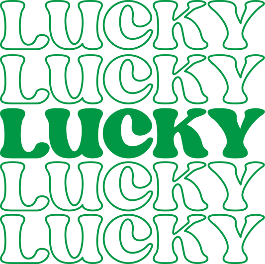 Lucky Typography Stacked Font St. Patrick's Day Transfer