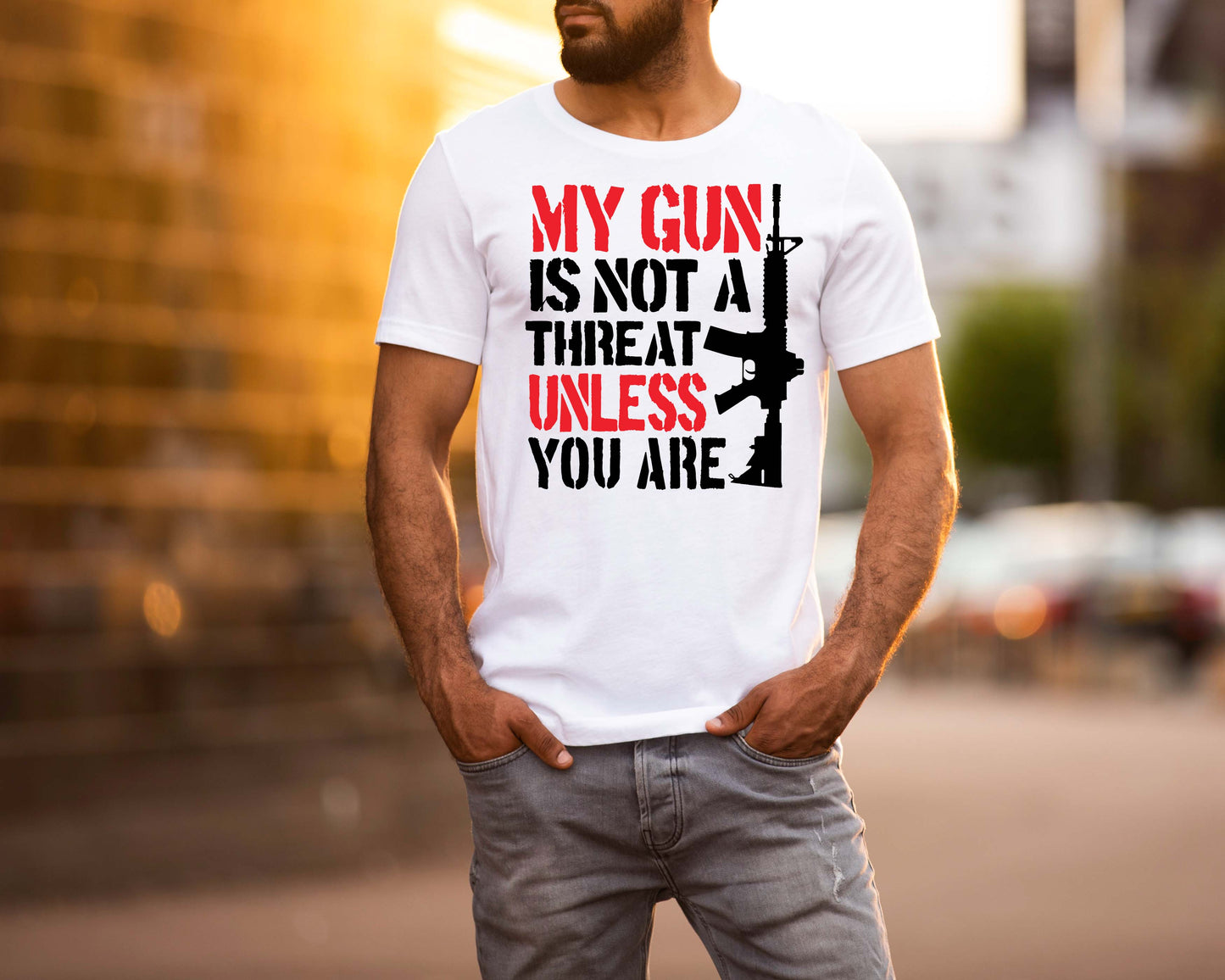 My Gun Is Not A Threat Unless You Are Sights Ink Graphic Tee