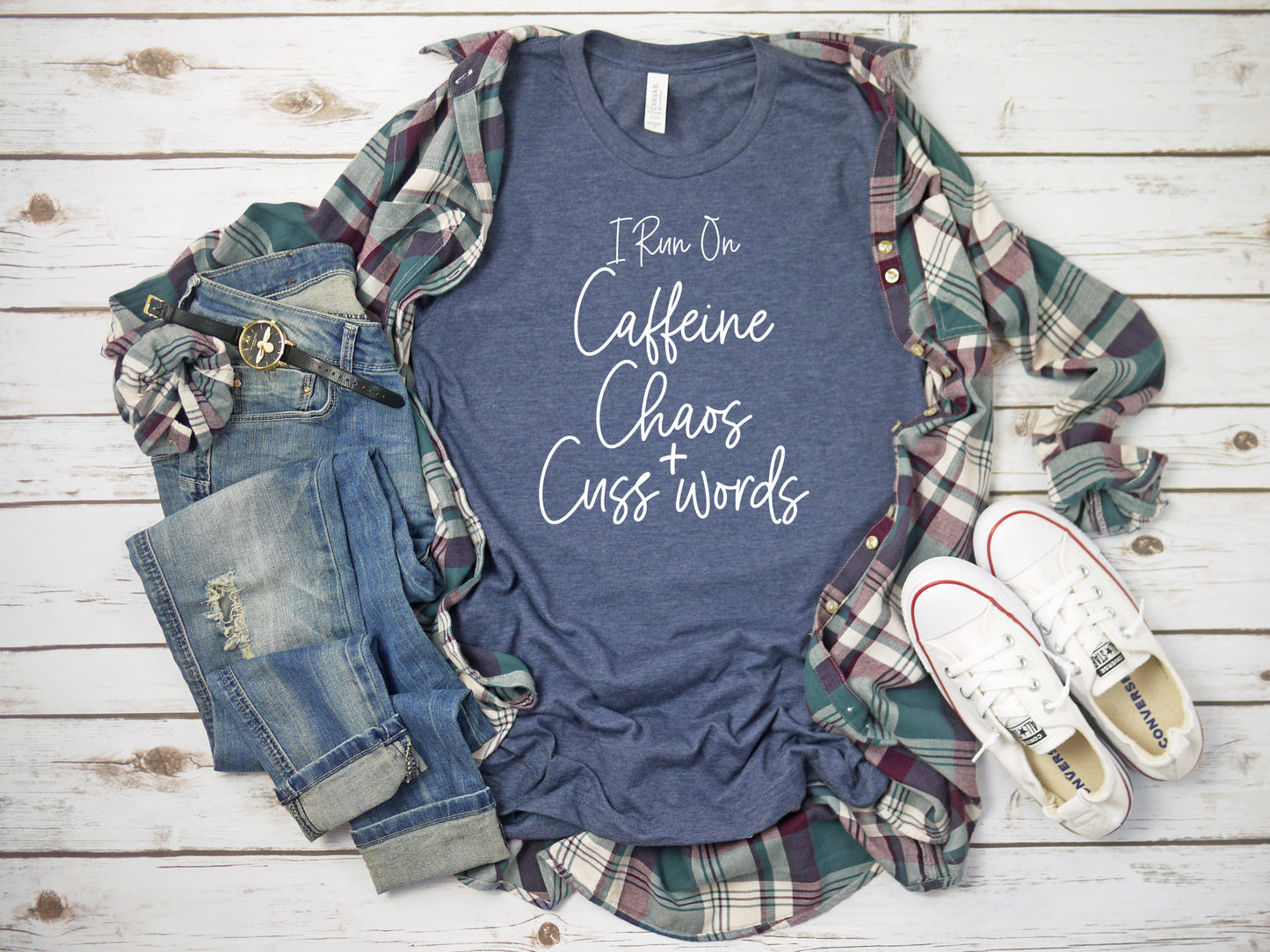 I Run On Caffeine Chaos and Cuss Words Sights Ink Graphic Tee