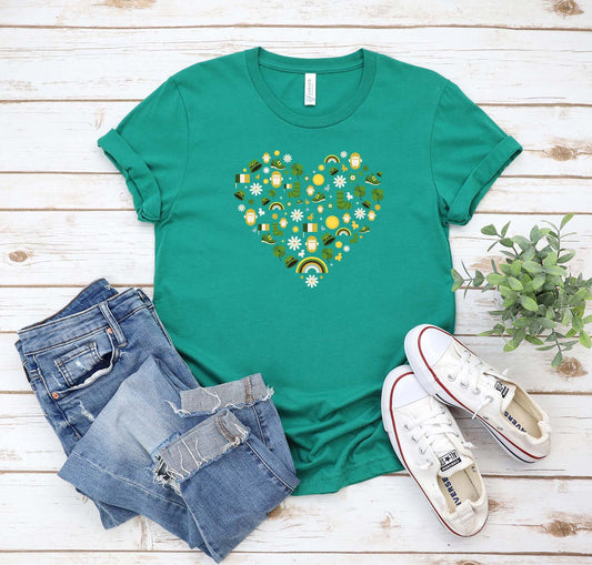 Shamrock Heart St. Patricks Day Sights Ink Graphic Tee