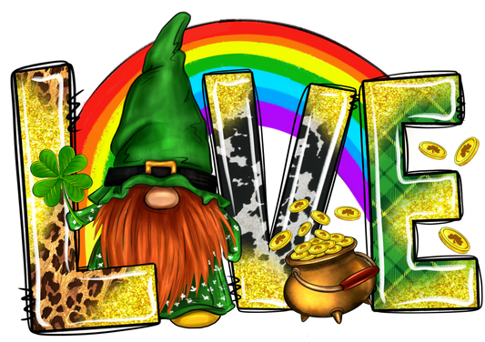 Love With Gnome St. Patricks Day Transfer