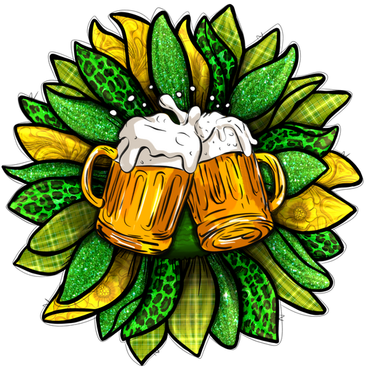 Sunflower With Beer St. Patricks Day Transfer
