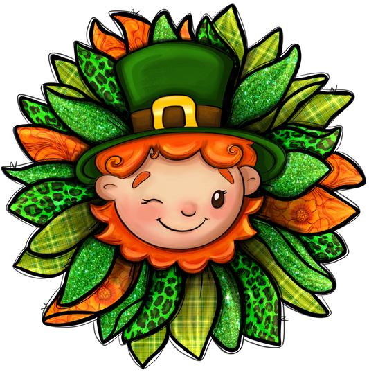 Sunflower Leprechaun St. Patricks Day Transfer