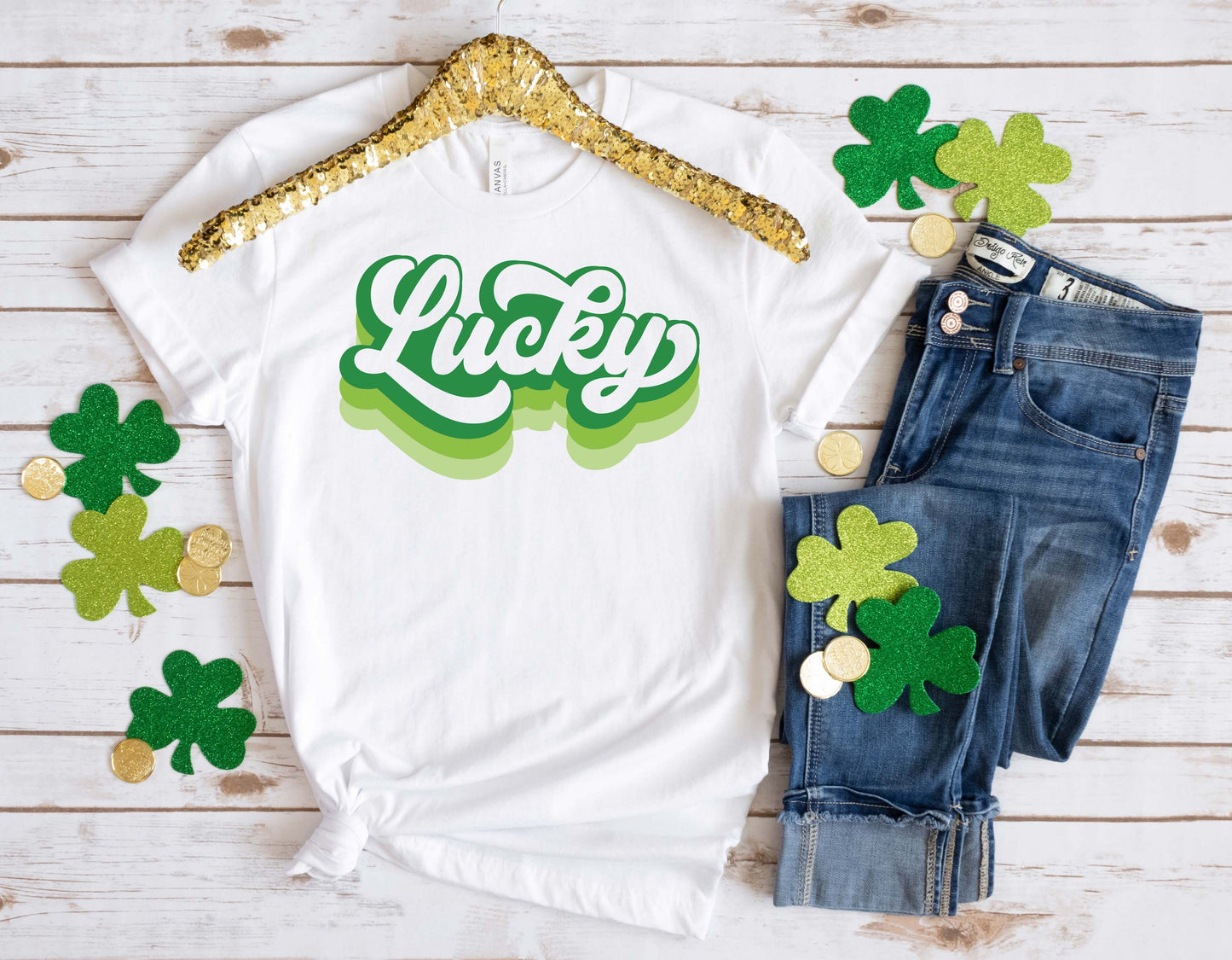 Lucky Retro Font Layers St. Patrick's Day Transfer