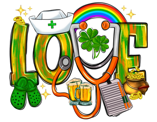 Nurse Love St. Patricks Day Transfer