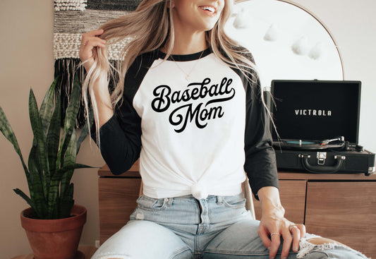 Simple Baseball Mom Sights Ink Three Quarter Sleeve Graphic Tee
