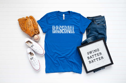 Baseball Word Art Sights Ink Graphic Tee