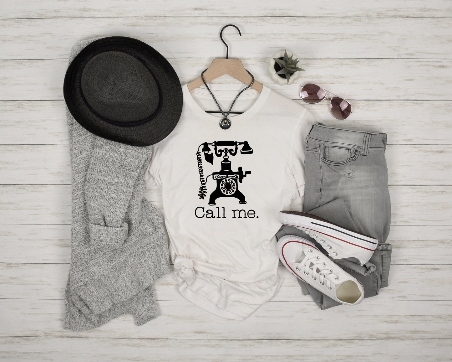 Retro Rotary Dial Phone Call Me Sights Ink Graphic Tee