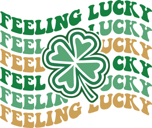 Feeling Lucky Clover Wavy St. Patrick's Day Transfer