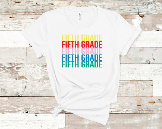 Fifth Grade Rainbow Sights Ink Graphic Tee