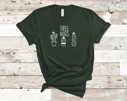 Free Hugs Cactus Graphic Sights Ink Graphic Tee