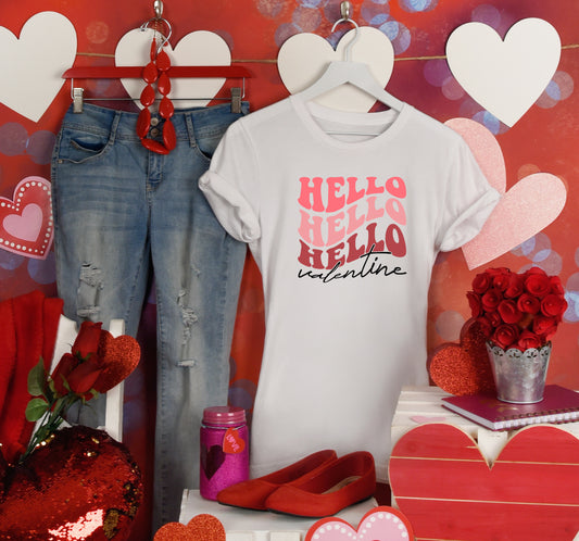 Retro Hello Valentine Valentine's Day Sights Ink T-Shirt