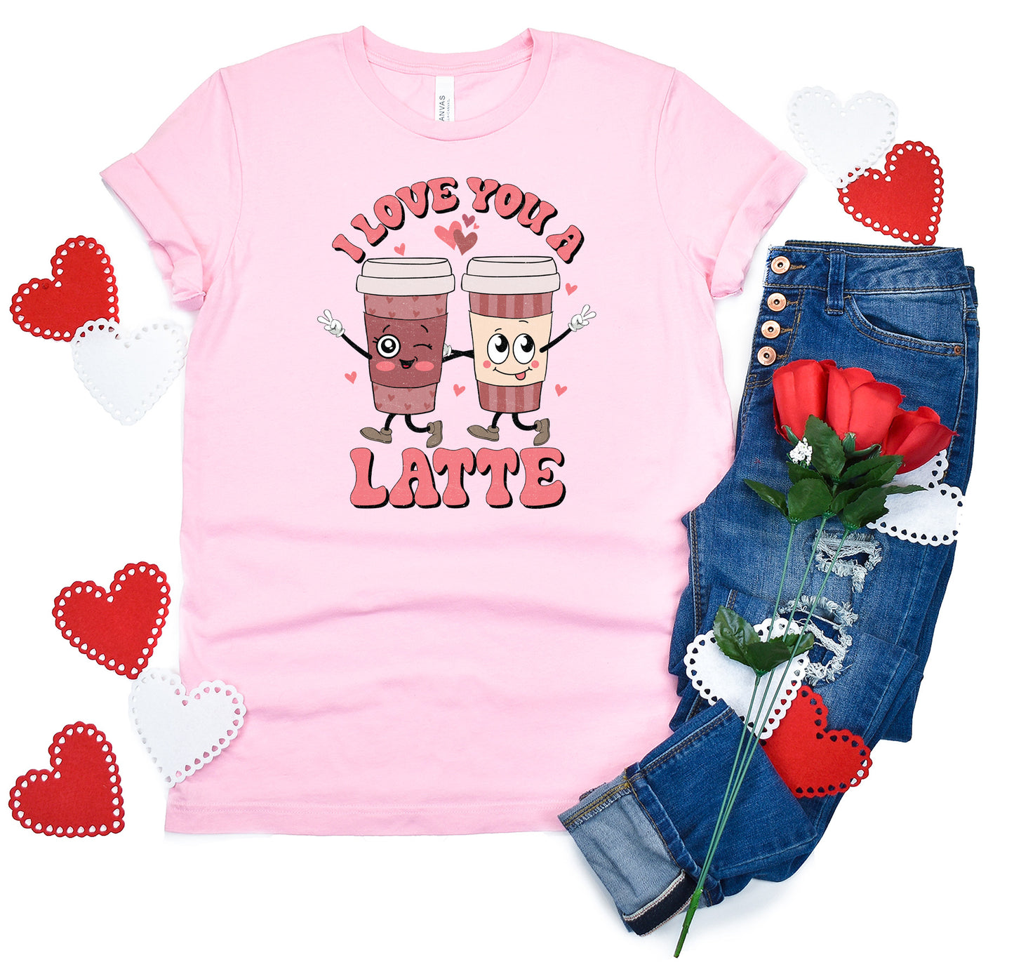 I Love You A Latte Coffee Valentine Sights Ink T-Shirt