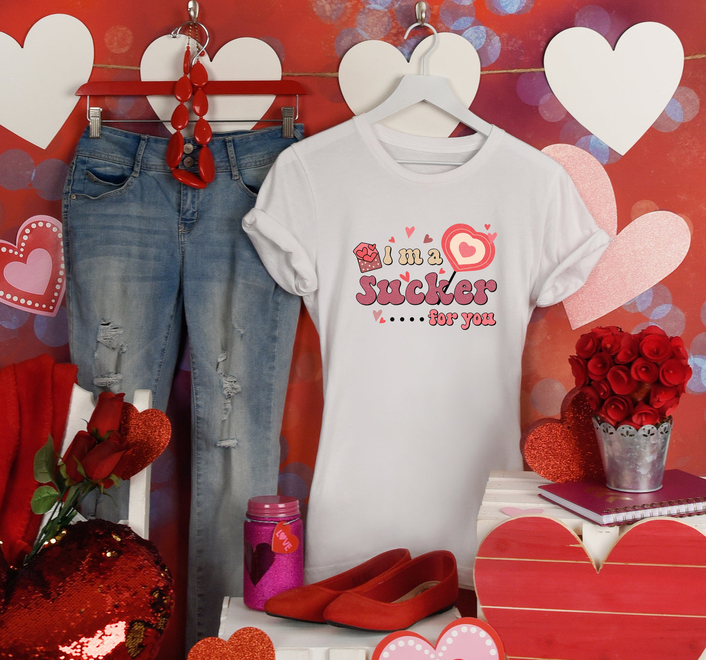 I'm A Sucker For You Retro Valentine's Day Sights Ink T-Shirt