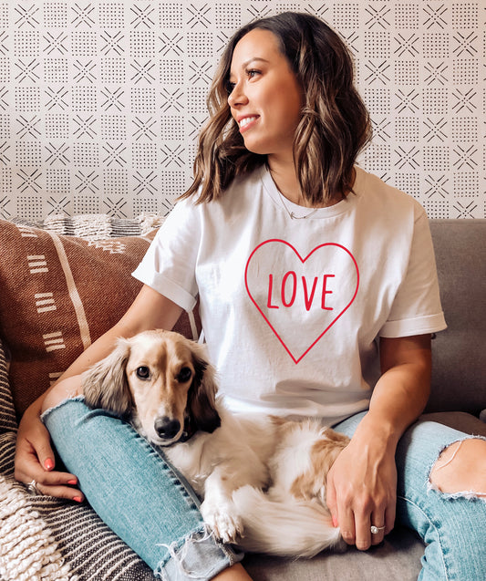 Love in a Heart Minimalist Typography  Valentine's Day Sights Ink T-Shirt