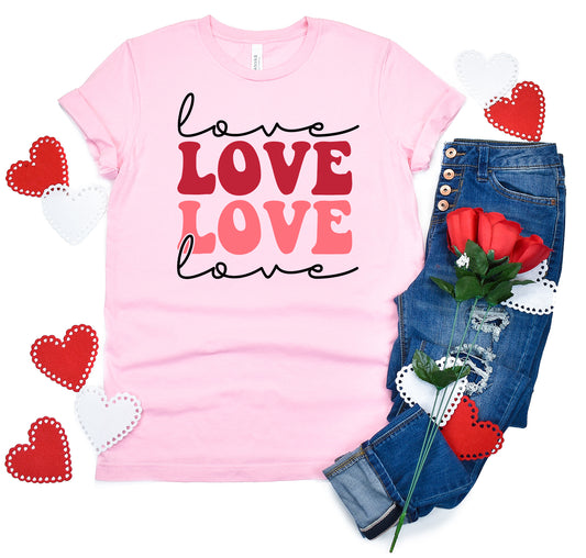 Retro Love Love Love Valentine Sights Ink T-Shirt