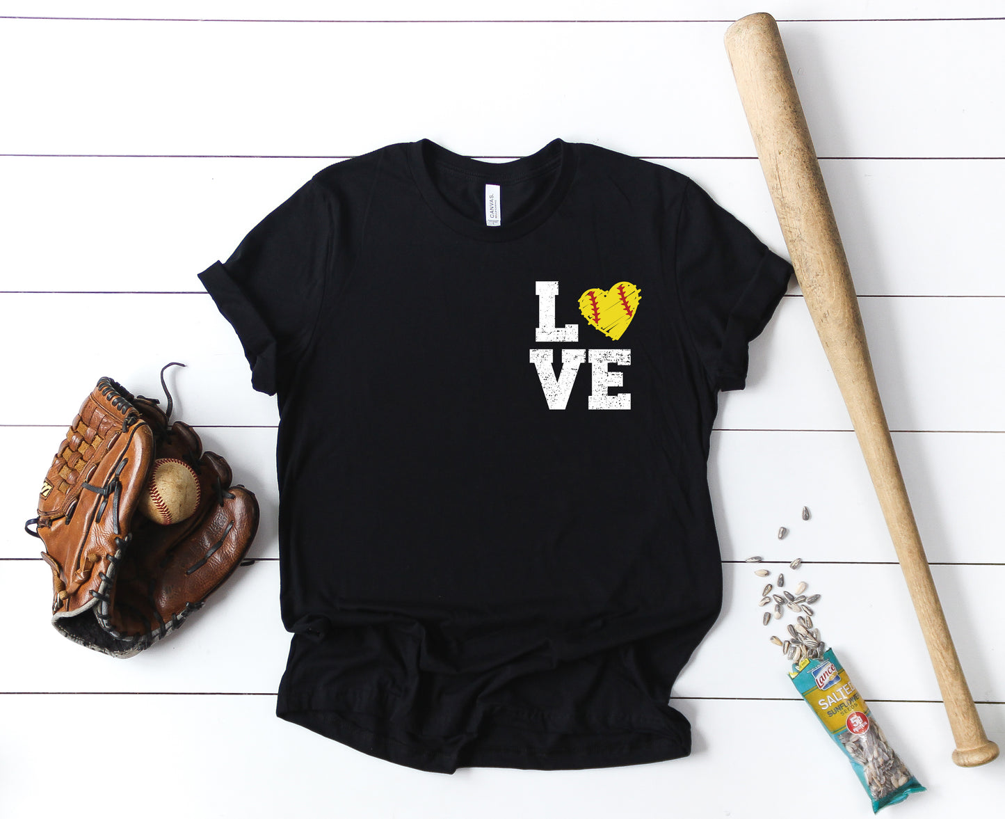 Softball Love Left Chest Sights Ink Graphic Tee