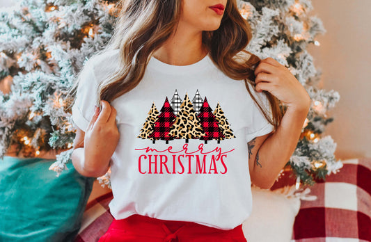 Merry Christmas Buffalo Plaid Sights Ink Graphic Tee