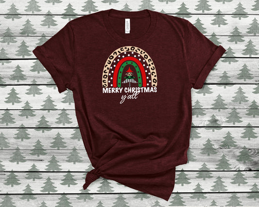 Leopard Print Merry Christmas Y'all Sights Ink Graphic Tee