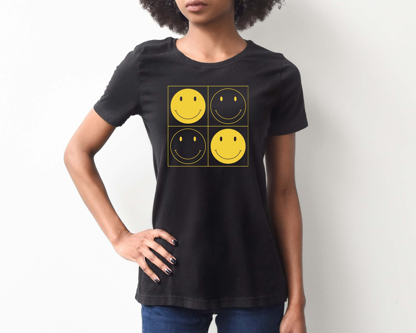 Mirrored Smiley Face Sights Ink Graphic Tee