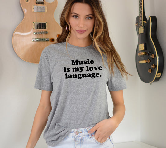 Music Is My Love Language Sights Ink Graphic Tee