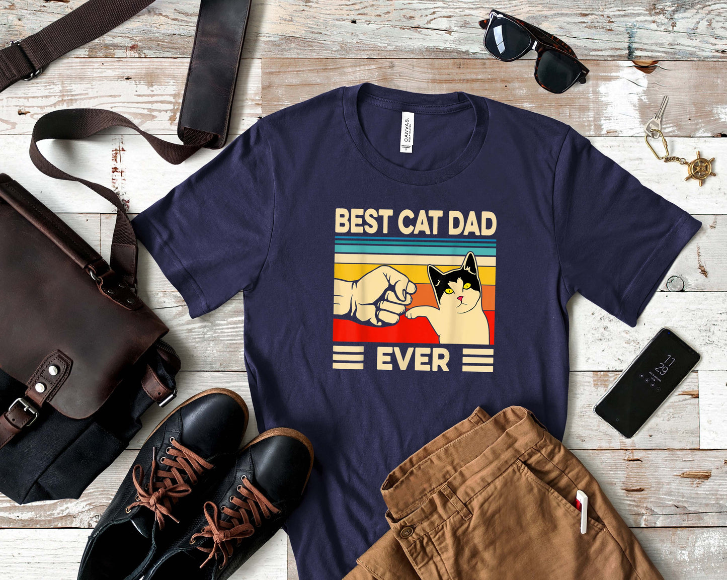 Awkward Best Cat Dad Ever Sights Ink Graphic Tee